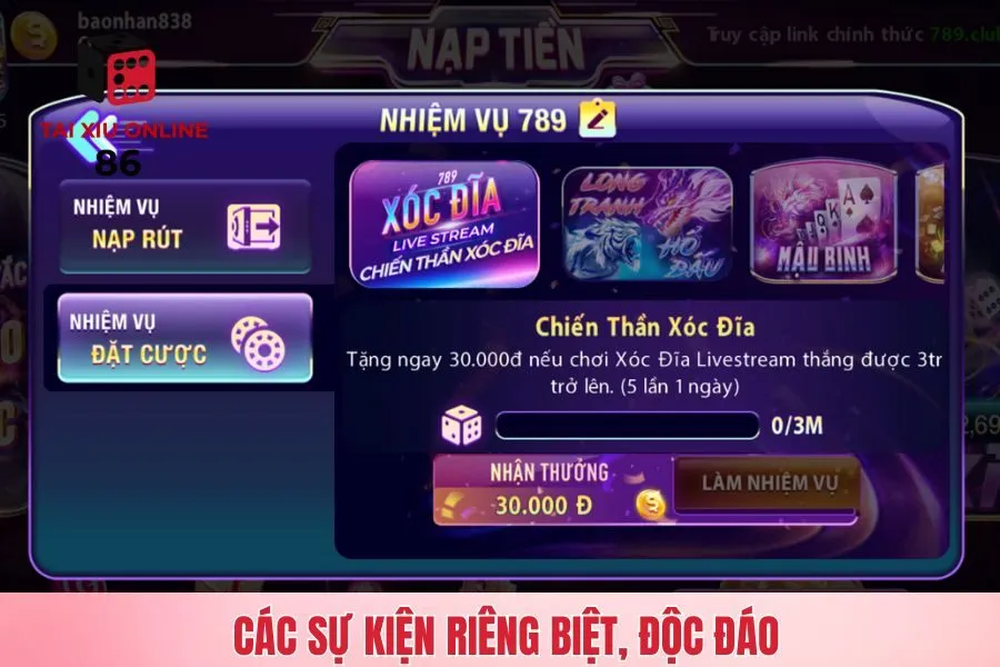Các sự kiện riêng biệt, độc đáo